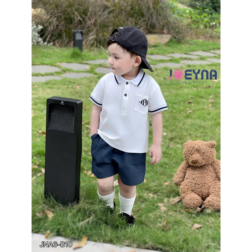 Set cộc polo Joeyna B10 phối cổ thêu chữ trắng cho bé 8-24kg