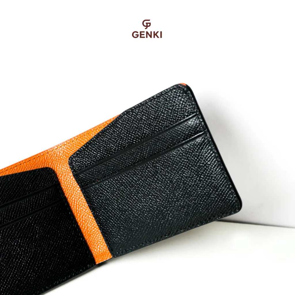Ví Da Nam Mini, Ví da cao cấp GENKI LEATHER | Da Epsom Cao Cấp | Size 8x10.5cm, Phối Màu Thời Trang
