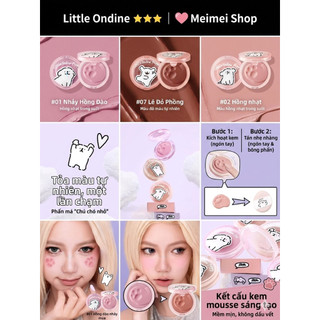 [Meimei Shop] Phấn má hồng dạng kem Little Ondine x Little Puppy - Kết cấu Mousse mềm mịn, lâu trôi