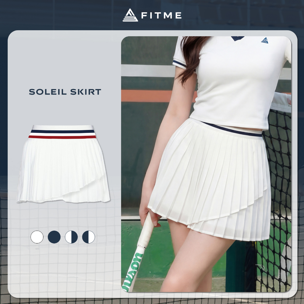 Váy pickleball tennis nữ Fitme SOLEIL ES mềm nhẹ 3 lớp tặng kèm quần bảo hộ thoáng khí VVSP01