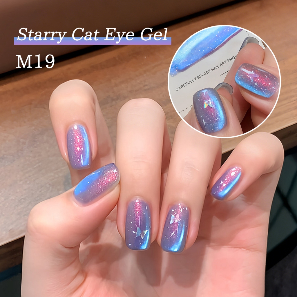 XEIJAYI 10ml - Sơn móng tay dạng gel màu xanh tím hồng ánh mắt mèo Aurora hiệu ứng phân cực