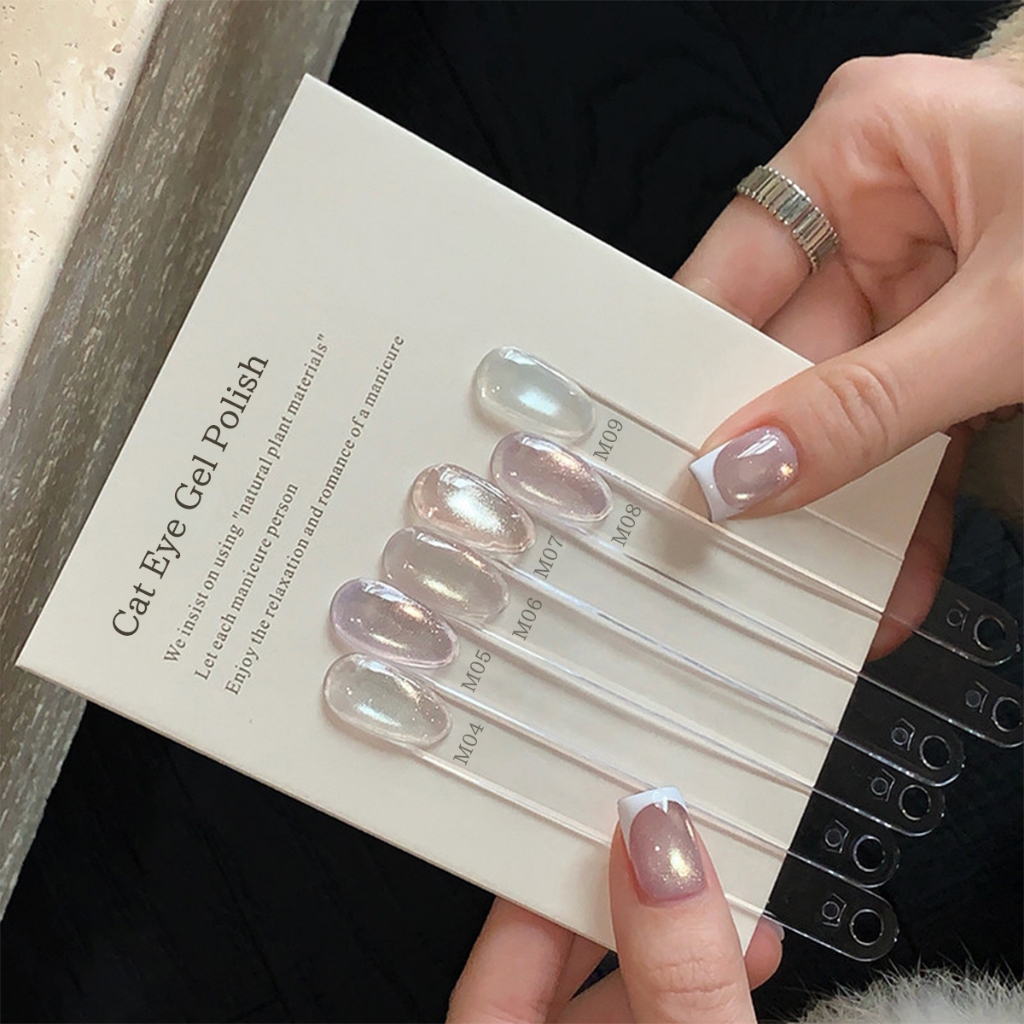 XEIJAYI 10ml - Sơn móng tay dạng gel màu nude mắt mèo mới, bộ 6 màu, thích hợp cho việc tự làm nghệ thuật vẽ móng.