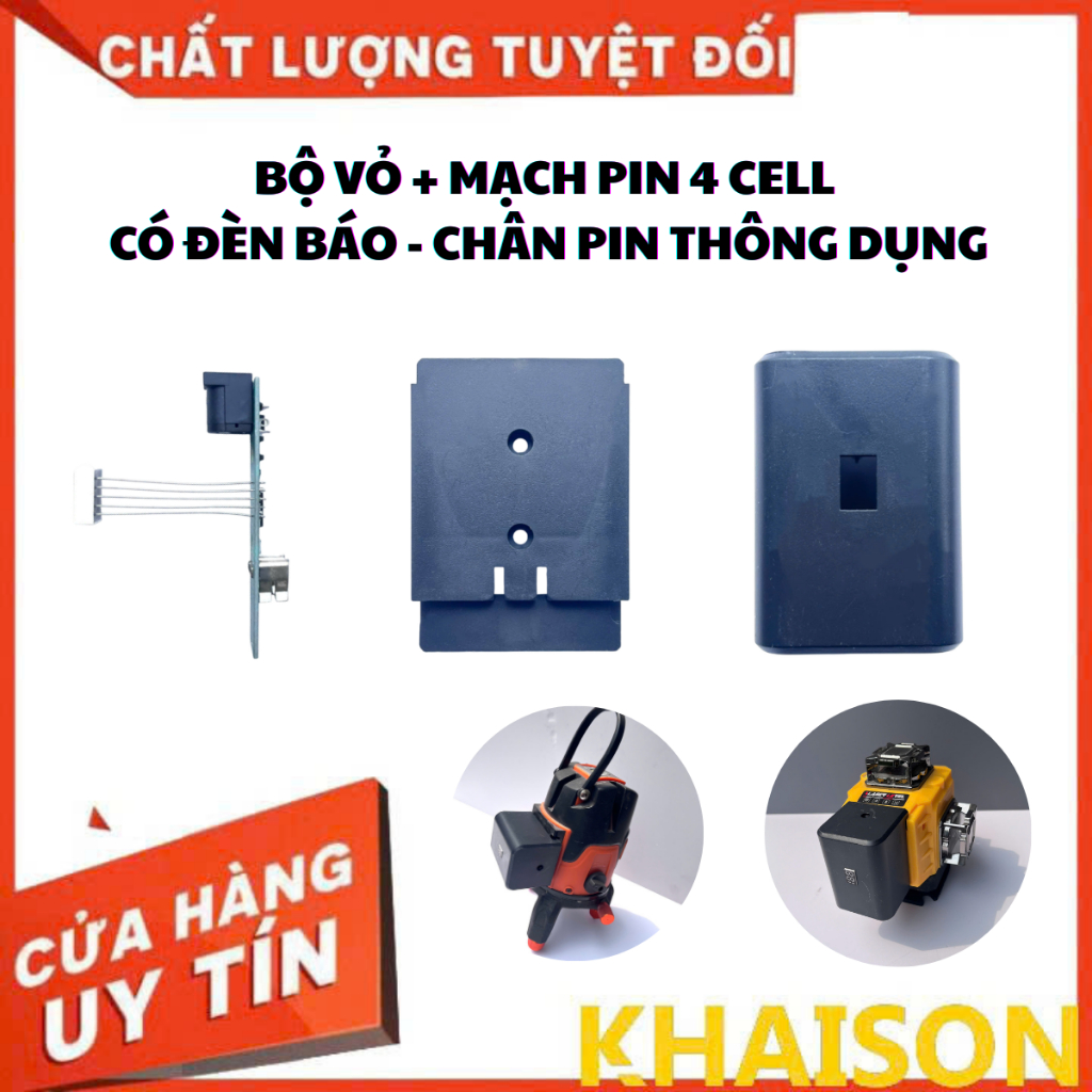 Bộ vỏ pin và mạch pin 4 cell 18650 có đèn báo sạc dành cho máy bắn cốt ...