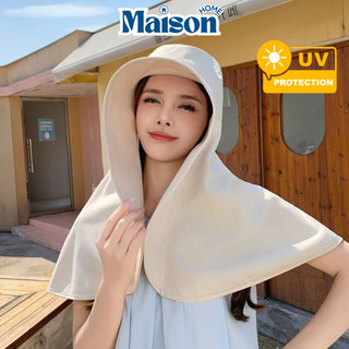 Mũ Chống Nắng Vành Rộng Kèm Khăn Choàng Dài 39cm Che Cổ Chống Tia UV, Phù Hợp Đi Biển, Dã Ngoại