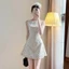Váy tiểu thư dáng dài hàn quốc tiểu thư sẵn hàng kèm video, Váy maxi chấm bi sang chảnh