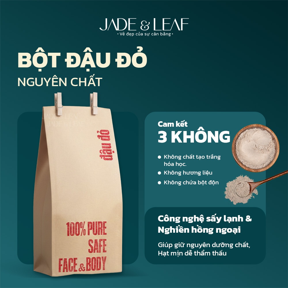 Bột Đậu Đỏ Nguyên Chất Jade&Leaf, Bột Hữu Cơ Hỗ Trợ Trắng Da, Dưỡng Ẩm, Tẩy Tế Bào Chết, Lành Tính