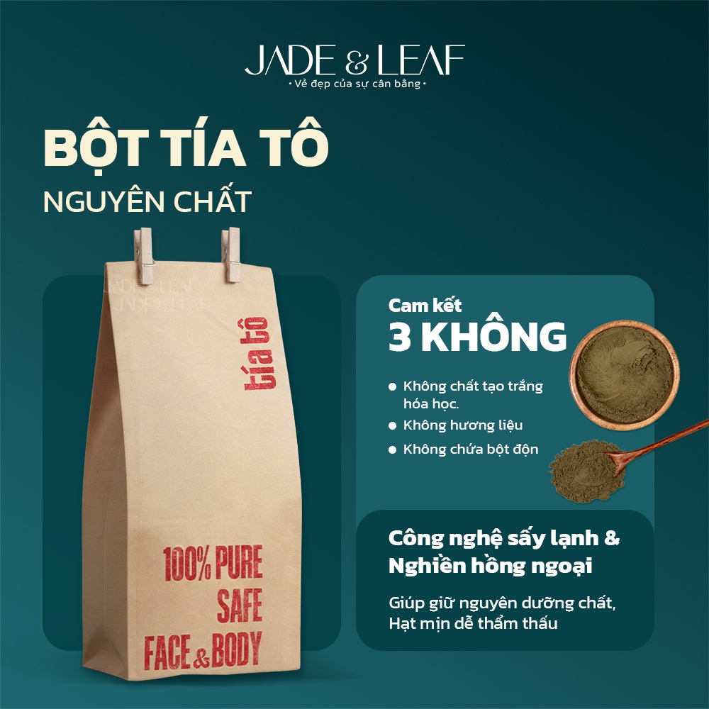 Bột Tía Tô Jade&Leaf Cao Cấp, Làm Đẹp Đắp Mặt Tắm Trắng Nguyên Chất Mờ Thâm Giảm Mụn Đều Màu Da