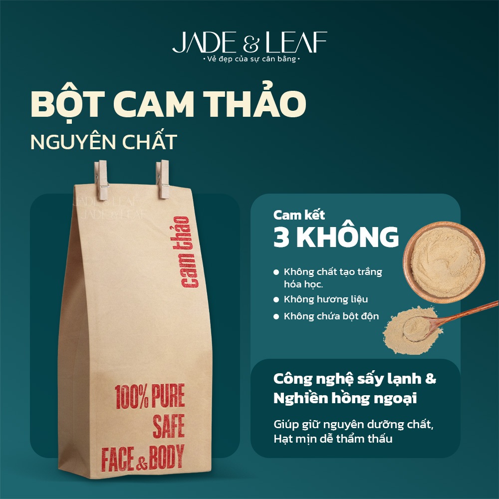 Bột Cam Thảo Jade&Leaf Cao Cấp, Làm Đẹp Đắp Mặt Tắm Trắng Nguyên Chất Hỗ Trợ Giảm Mụn Dịu Da