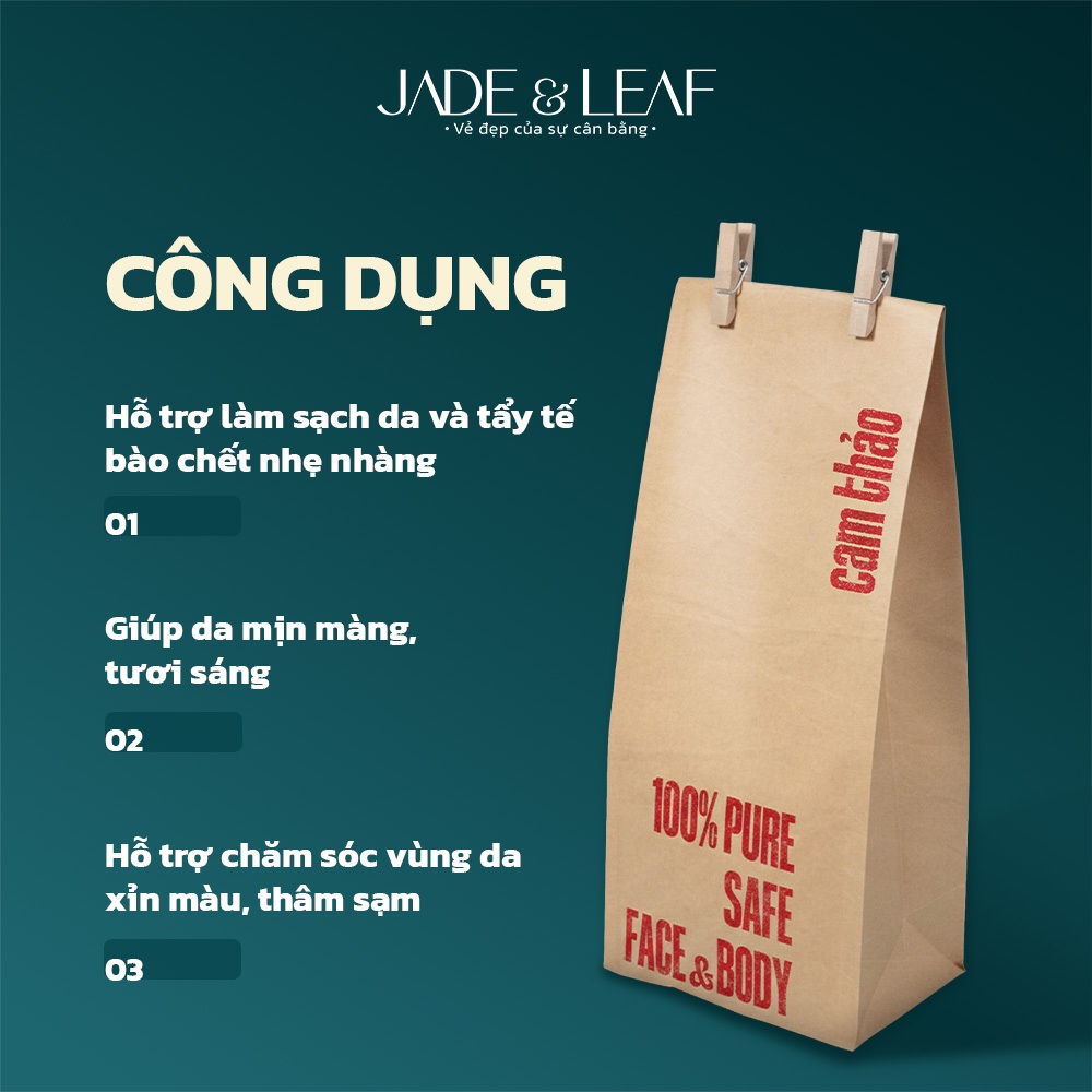 Bột Cam Thảo Jade&Leaf Cao Cấp, Làm Đẹp Đắp Mặt Tắm Trắng Nguyên Chất Hỗ Trợ Giảm Mụn Dịu Da