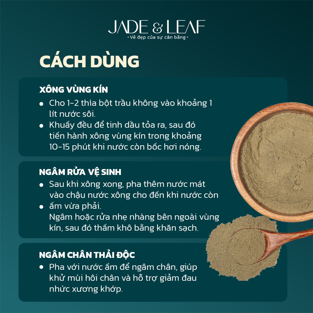 Bột Trầu Không Jade&Leaf Cao Cấp, Hỗ Trợ Giảm Mụn, Se Khít Lỗ Chân Lông, Thích Hợp Xông Vùng Kín