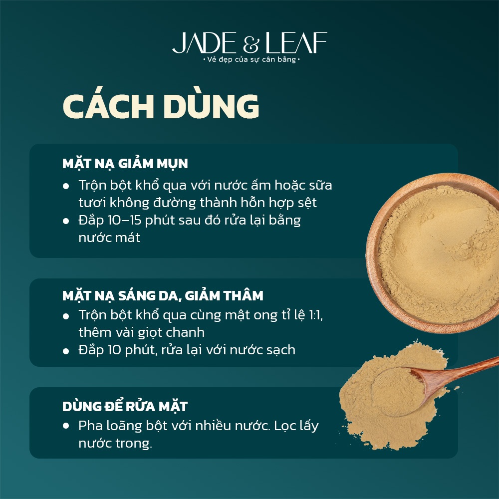 Bột Khổ Qua Jade&Leaf Hữu Cơ Nguyên chất, Làm Đẹp Đắp Mặt Tắm Trắng Dưỡng Ẩm Làm Mềm Da Giảm Thâm