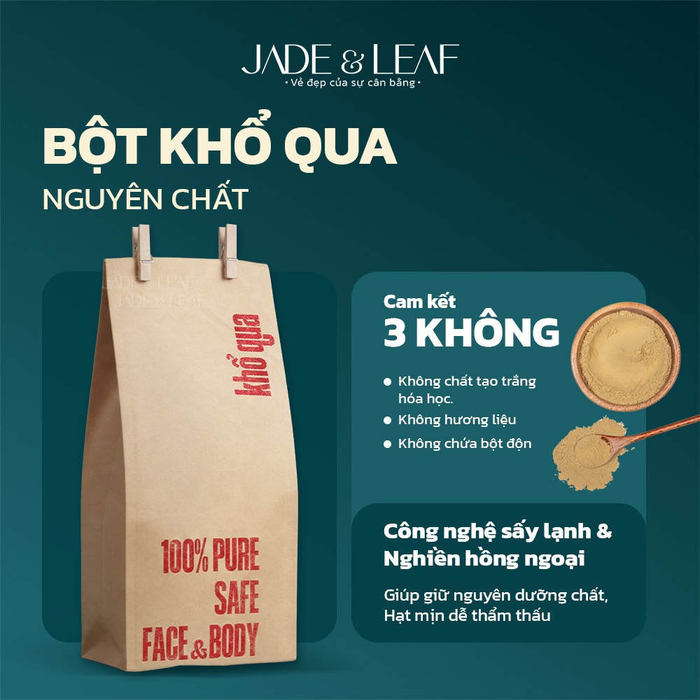 Bột Khổ Qua Jade&Leaf Hữu Cơ Nguyên chất, Làm Đẹp Đắp Mặt Tắm Trắng Dưỡng Ẩm Làm Mềm Da Giảm Thâm