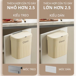 Thùng rác treo cánh tủ bếp 12 lít đa năng nắp lật tiện sơ chế thực phẩm và gom rác nhanh