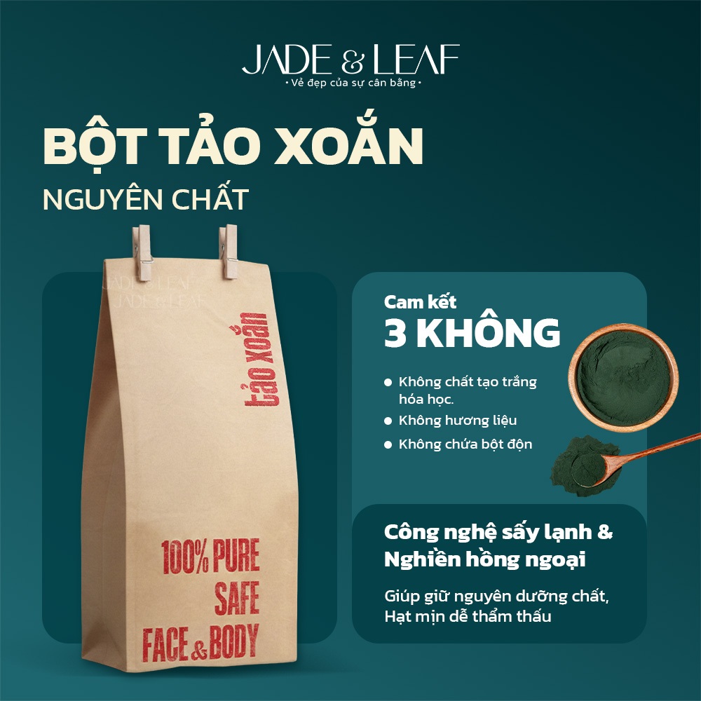 Bột Tảo Xoắn Nguyên Chất Jade&Leaf, Đắp Mặt Tắm Trắng, Tẩy Tế Bào Chết Hỗ Trợ Sáng Da, Mờ Thâm