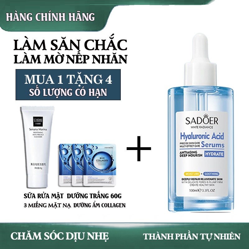 🎁Mua 1 tặng 4 Da Căng Bóng Nhờ Serum Axit Hyaluronic – Thẩm Thấu Nhanh, Không Bết Rít Serum Axit Hyaluronic 100ML