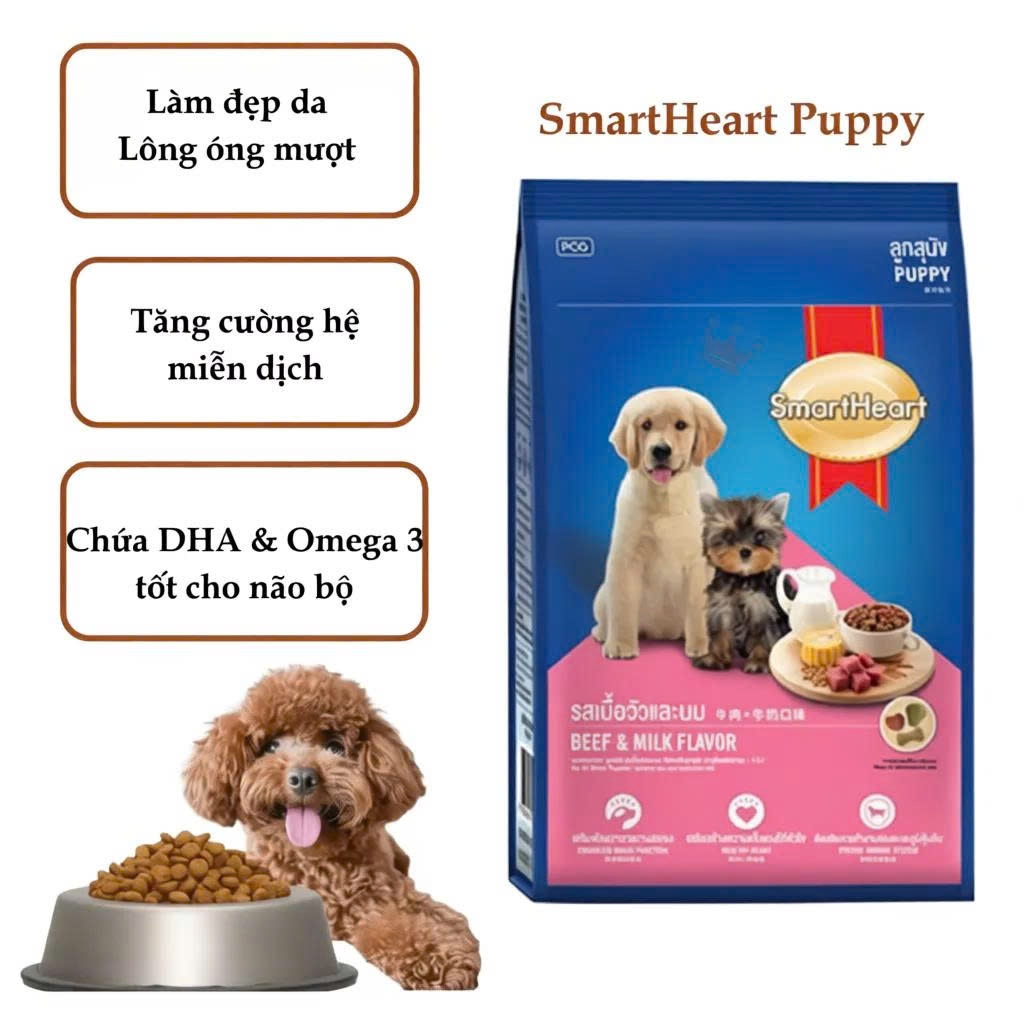 Thức Ăn Hạt Cho Chó Smartheart 400G Phù Hợp Mọi Lứa Tuổi - Hạt Cho Chó Vị Bò, Vị Sữa