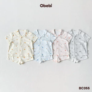 Pijama Bộ Cộc Mặc Nhà OBebi Họa Tiết Đáng Yêu Cho Bé Trai Bé Gái Từ 8 - 22kg BC355