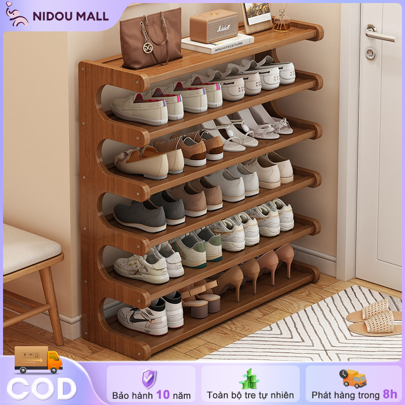 Kệ Giày Tre Việt Nam 5 Tầng Hình Cung Siêu Hot Đựng Đến 15 Đôi Giày Và Túi Xách Cho Cửa Vào Gọn Gàng