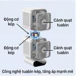 Quạt Điện Mini Để Bàn Công Nghệ Làm Mát 2 Tầng Làm mát chủ động - Xoay kép - Sạc pin - Siêu êm - Không cánh — ảnh 5