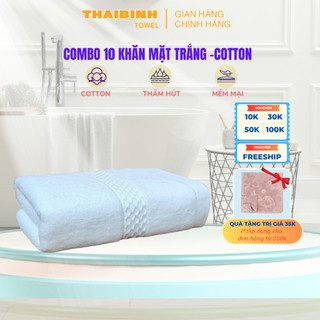 Combo 10 khăn Mặt Khách Sạn 30x50cm THAI BINH TOWEL Cotton 100% Mềm Mại Siêu Thấm Hút Không Xù Bông KS!