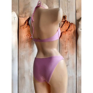 Bộ đồ bơi bikini 2 mảnh nữ màu hồng - áo quây rút dây có đệm ngực hàng VNXK