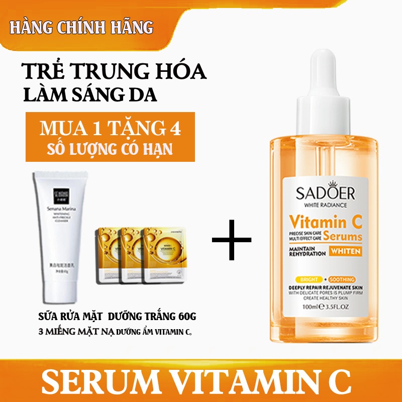 🎁Mua 1 tặng 4 Dưỡng chất giảm thâm nám Vitamin C – Niacinamide 9%, Dưỡng sáng toàn diện – 100ml  Cho da nhạy cảm