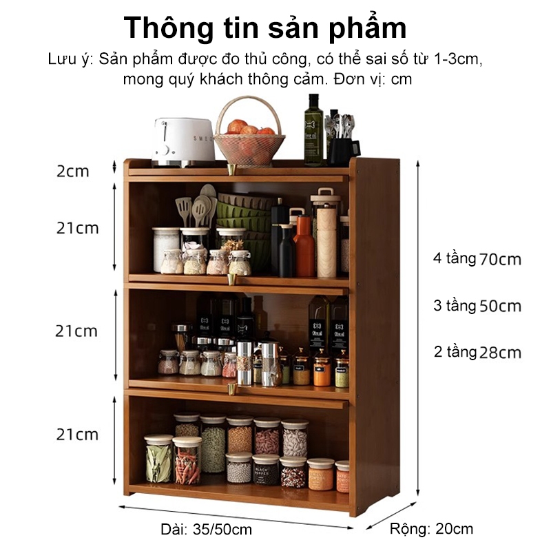 Kệ Bếp Bằng Tre 3 Tầng Có Cửa Kính Để Đồ Bếp Và Trang Trí Giúp Gian Bếp Luôn Gọn Gàng Ngăn Nắp