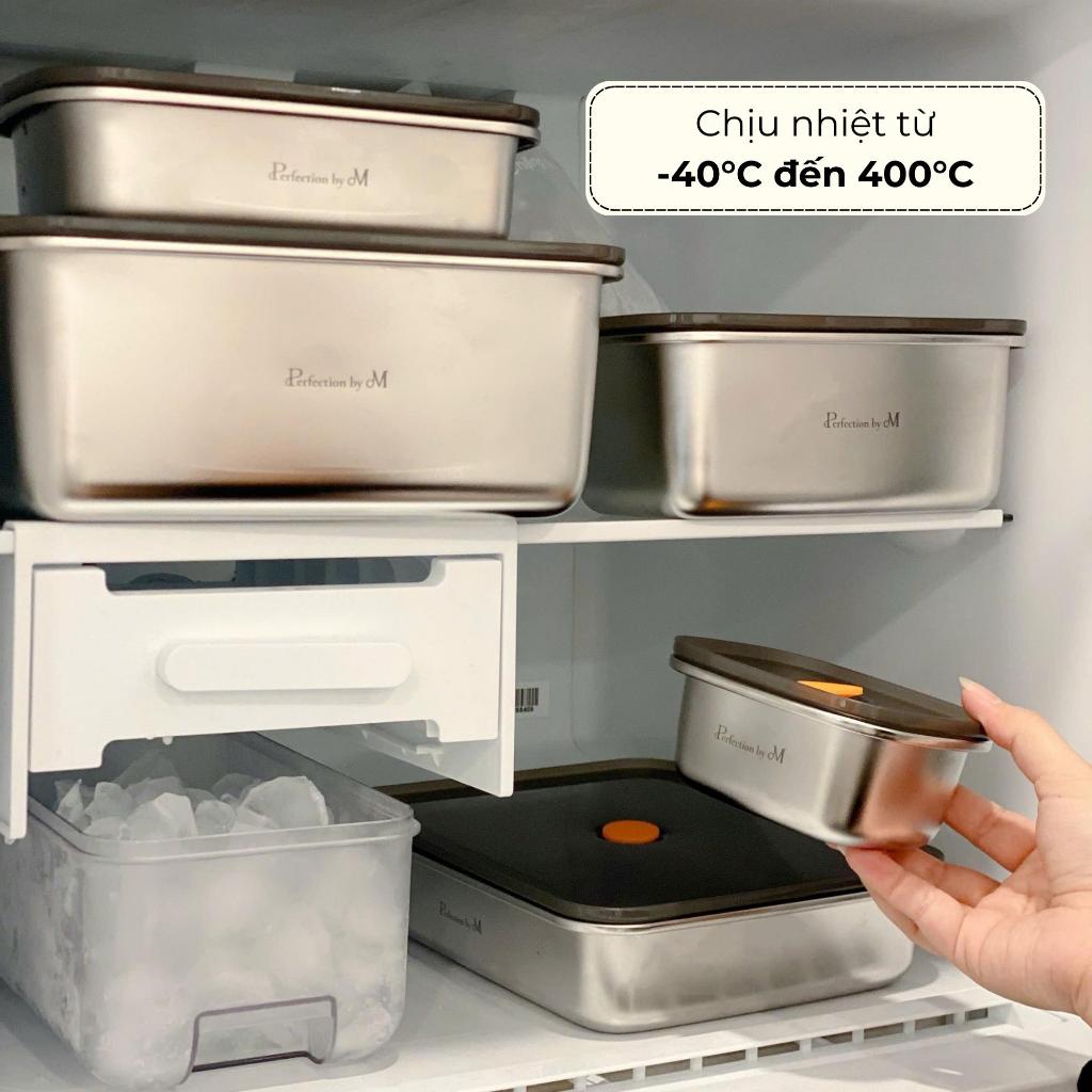 [COMBO KÈM QUÀ] Hộp đựng thực phẩm Inox cao cấp Perfection by M, trữ đông, dùng lò vi sóng, mang cơm
