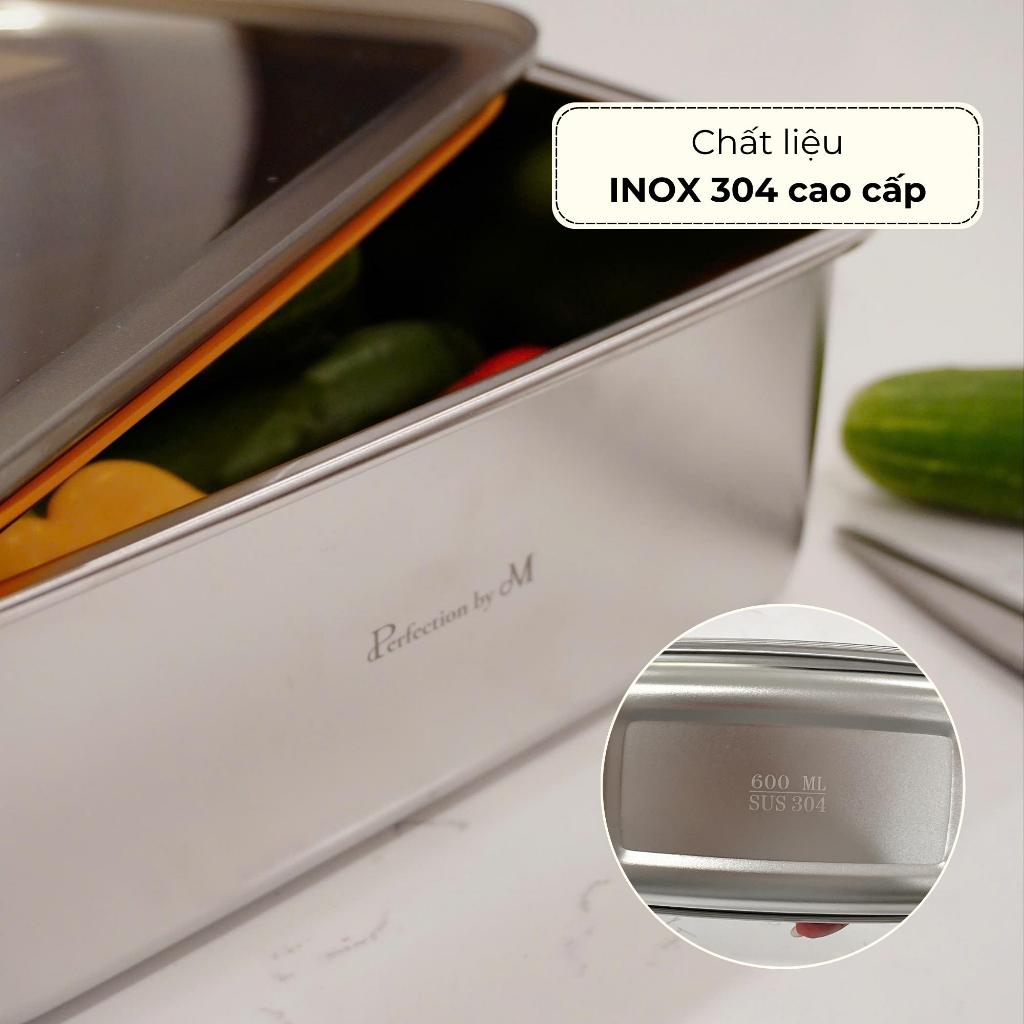 [COMBO KÈM QUÀ] Hộp đựng thực phẩm Inox cao cấp Perfection by M, trữ đông, dùng lò vi sóng, mang cơm
