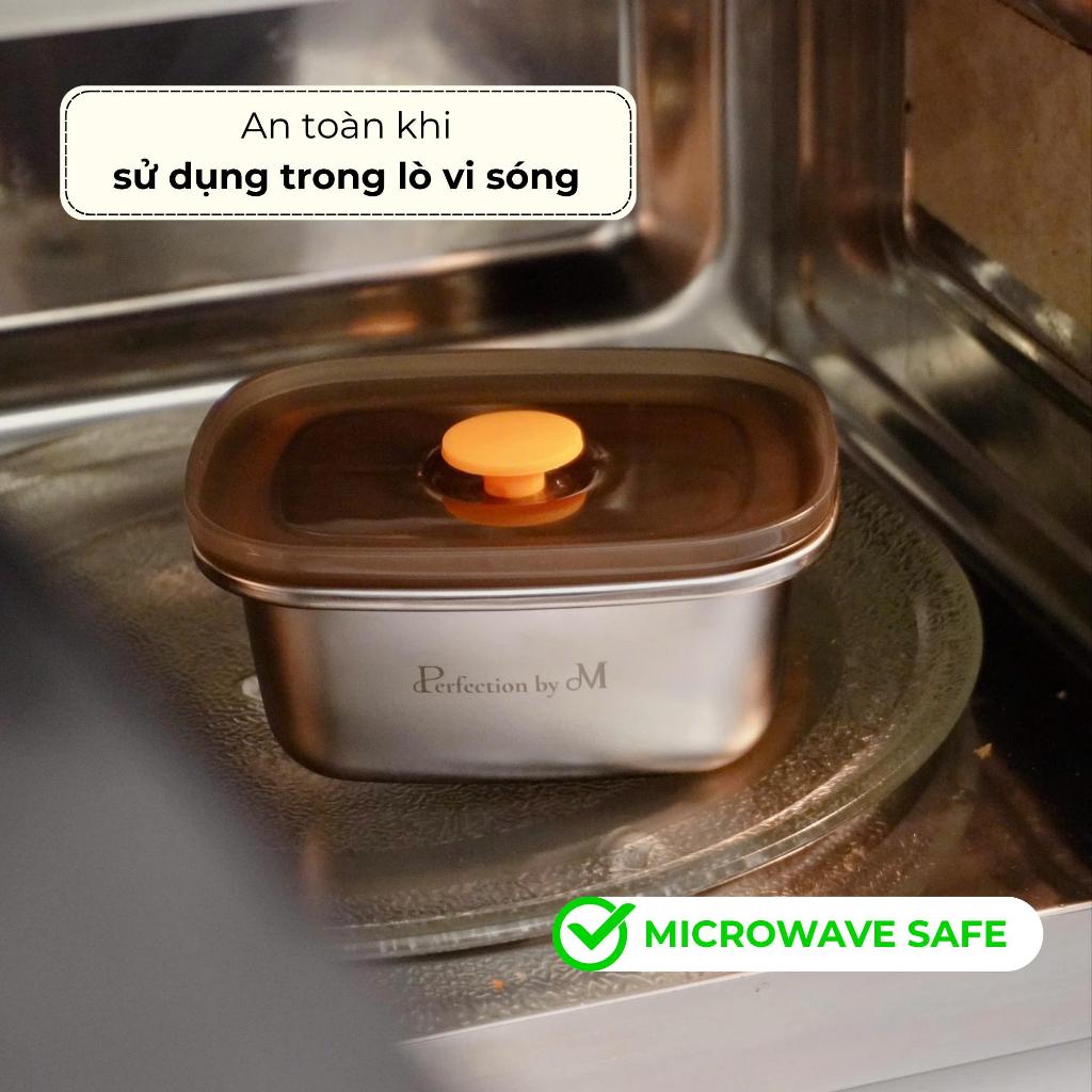 [COMBO KÈM QUÀ] Hộp đựng thực phẩm Inox cao cấp Perfection by M, trữ đông, dùng lò vi sóng, mang cơm
