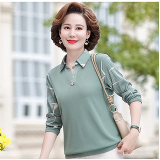 Áo Thun Mùa Xuân Nữ Trung Niên Cổ V SM118