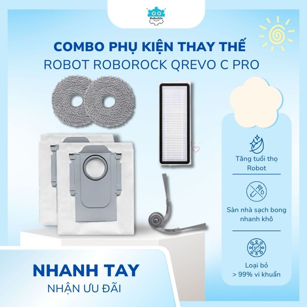 Phụ kiện thay thế robot hút bụi Roborock Qrevo Egde T