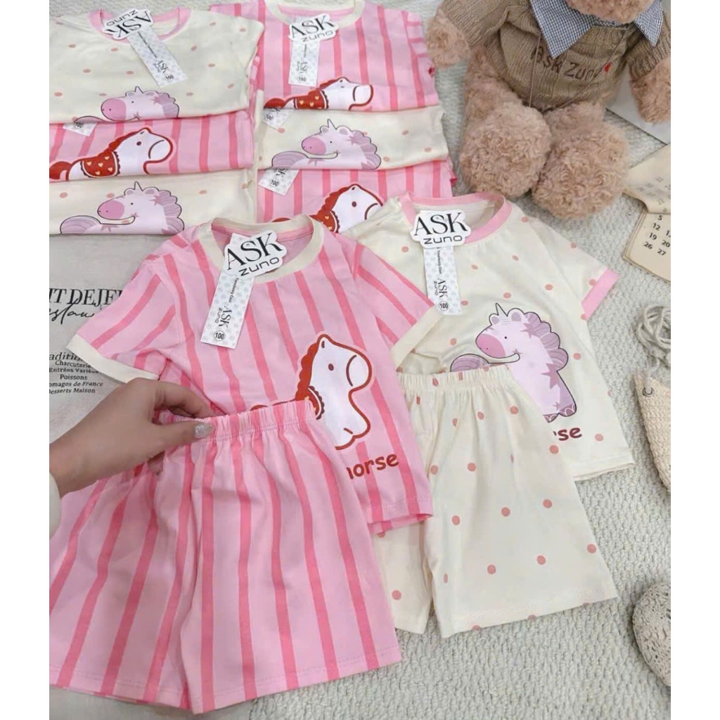 SÉT BỘ CỘC TAY MÙA HÈ ( HỌA TIẾT HAPPY HORSE ) DÀNG CHO BÉ GÁI 9-32KG CHẤT LIỆU COTTON MỀM MỊN THOÁNG MÁT