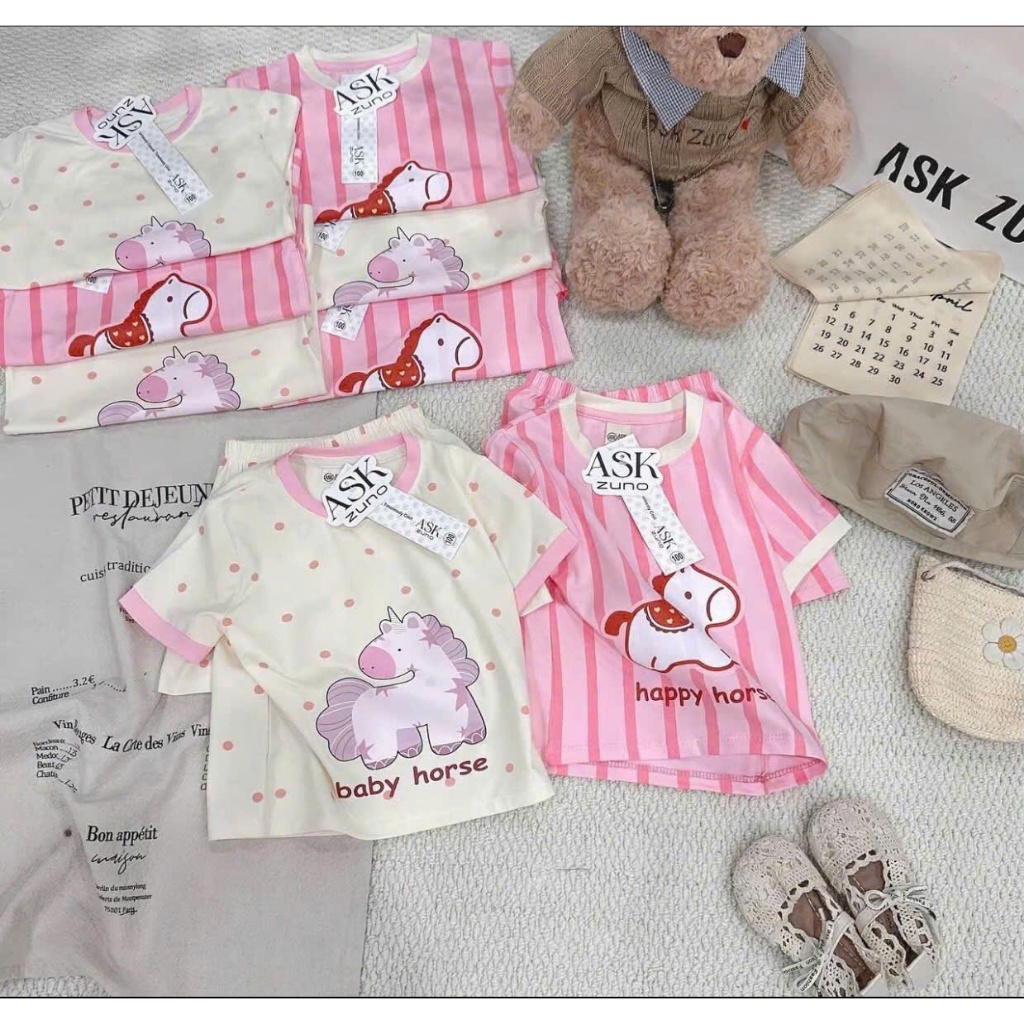 SÉT BỘ CỘC TAY MÙA HÈ ( HỌA TIẾT HAPPY HORSE ) DÀNG CHO BÉ GÁI 9-32KG CHẤT LIỆU COTTON MỀM MỊN THOÁNG MÁT