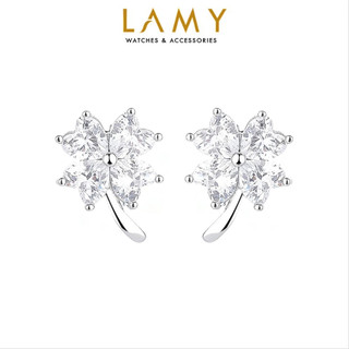 Khuyên tai bạc nữ LAMY Four-leaf Clover Sparkling Earings Silver 3099 - Khuyên tai bạc ta