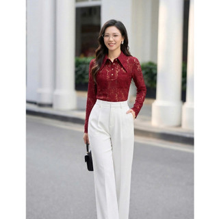 Áo Thun 𝐂𝐂𝐇𝐀𝐓 Dáng Ôm Ren Ava Bloom Cổ Đức Sang Trọng Chất Liệu Cao Cấp 16TDR2002OT