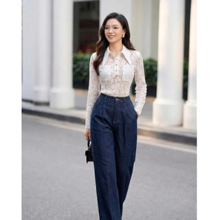 Áo Thun 𝐂𝐂𝐇𝐀𝐓 Dáng Ôm Ren Ava Bloom Cổ Đức Sang Trọng Chất Liệu Cao Cấp 16TDR2002OT