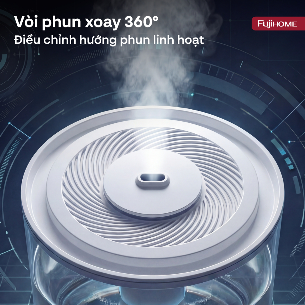 Máy phun sương tạo ẩm không khí UVC Ionizer Nhập Khẩu FUJIHOME HM06EUV 6L, máy khuếch tán tinh dầu