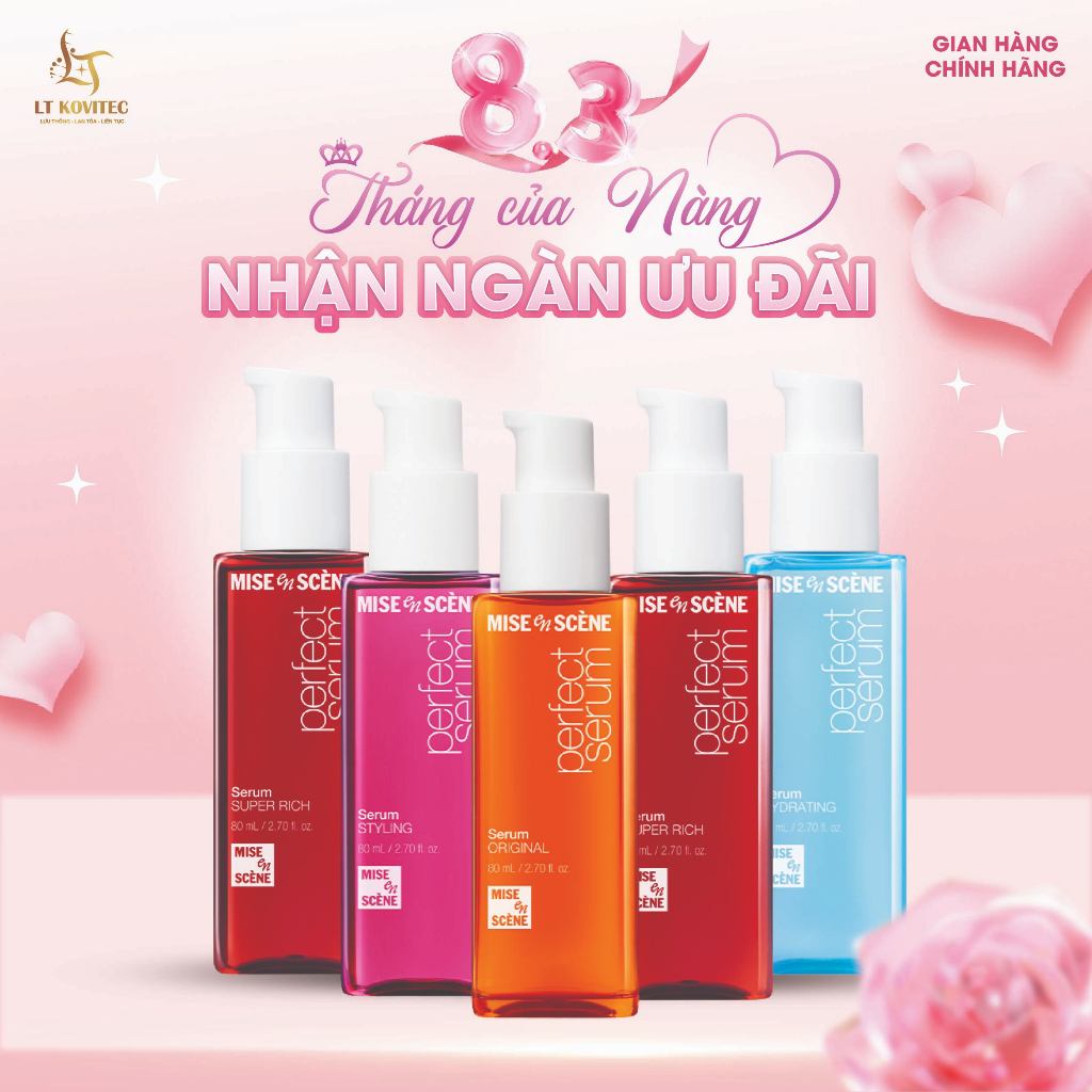 Tinh chất dưỡng tóc mise en scène Perfect Serum từ 7 loại dầu dưỡng cao cấp, phục hồi hư tổn 80ml