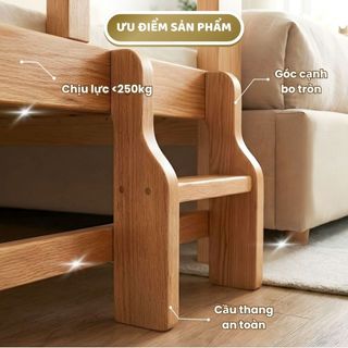 Giường Ngủ cho Bé từ 1m3 - 2m Có Cầu Thang An Toàn, Giường Gỗ Thông 100% Sấy Nhiệt Chống Mốc Lắp Ráp