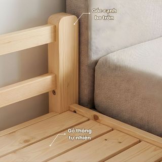 Giường Ngủ cho Bé từ 1m3 - 2m Có Cầu Thang An Toàn, Giường Gỗ Thông 100% Sấy Nhiệt Chống Mốc Lắp Ráp