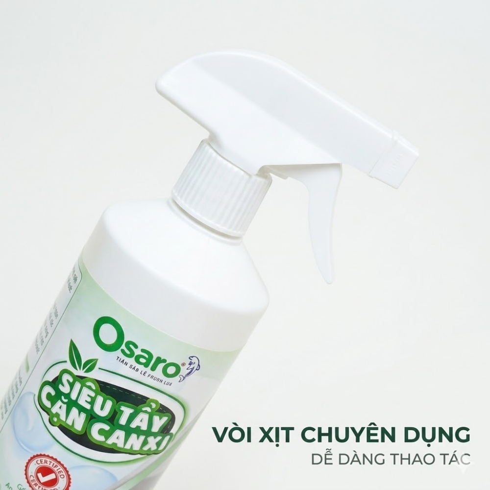 SIÊU TẨY CẶN CANXI OSARO 500g – Xịt tẩy cặn kính, sen vòi, lavabo, làm sạch mảng bám nhanh