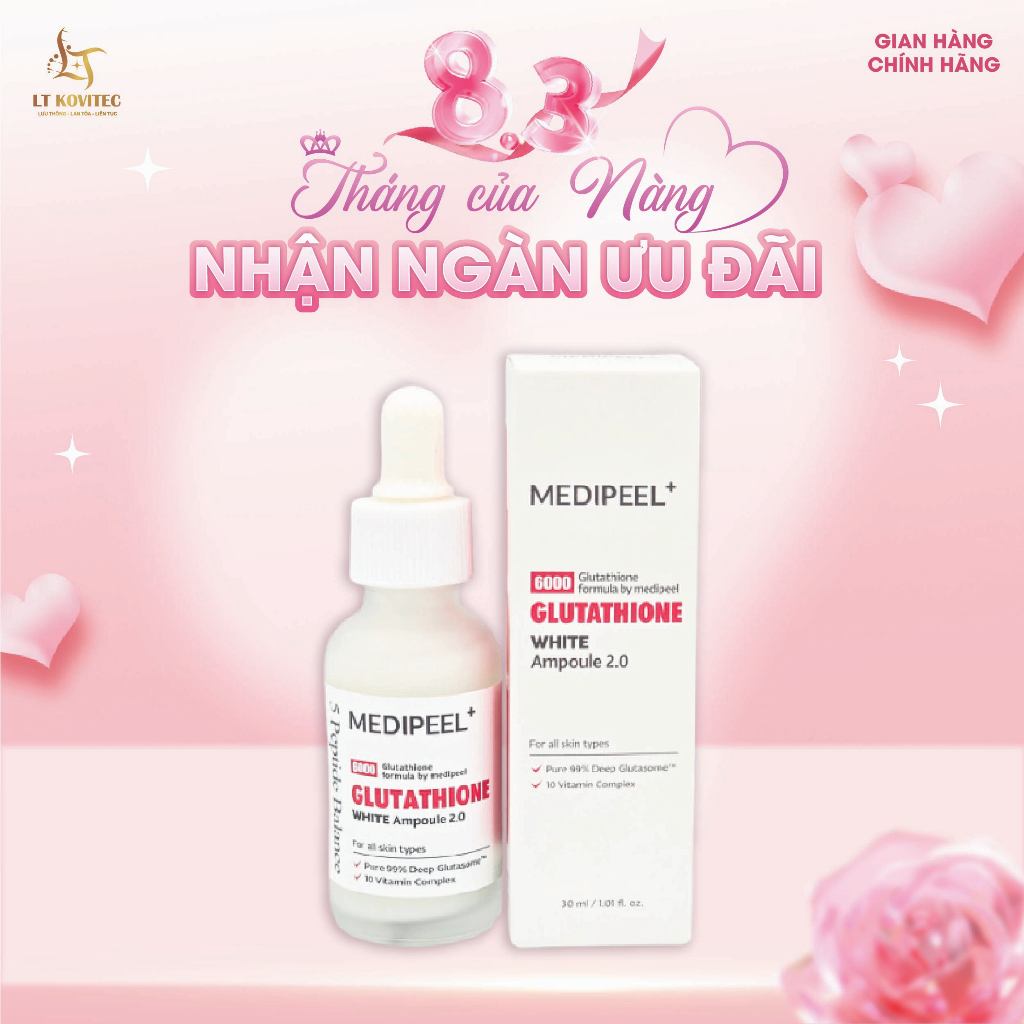 Serum dưỡng trắng da MEDI-PEEL Glutathione làm sáng làn da, phục hồi da bị cháy nắng, cấp ẩm tăng độ đàn hồi cho da 30ml