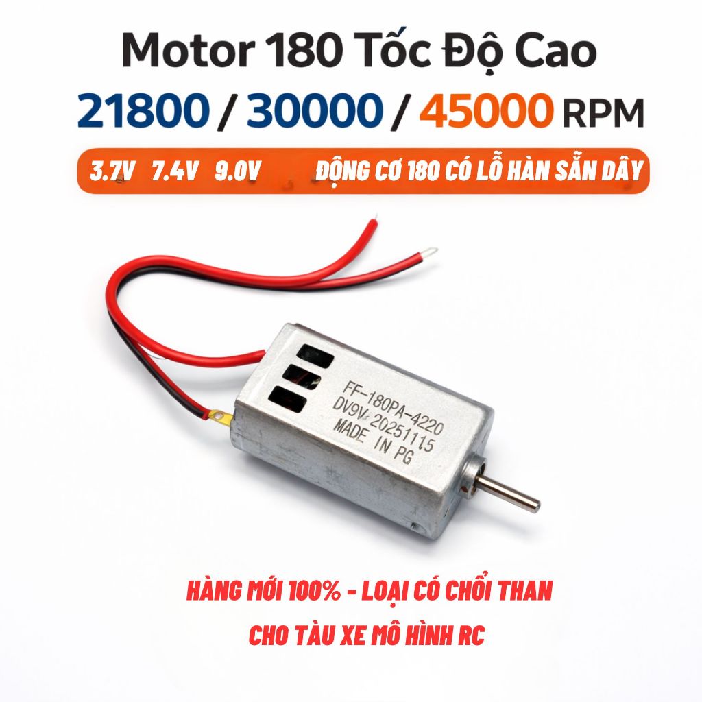 Motor 180 Có Lỗ Tốc Độ Cao 21800 / 30000 / 45000 RPM 3V-6V-9V – Động Cơ ...