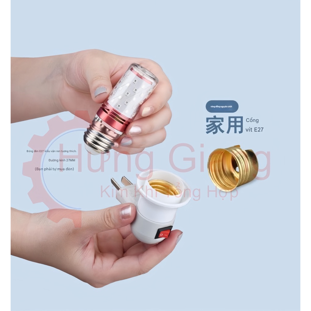 Đui Xoáy Đèn E27 Có Công Tắc Nhựa ABS Cao Cấp Chịu Nhiệt Siêu Tốt