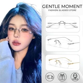 Mắt kính không viền đổi màu GENTLE MOMENT gọng kim loại  chống ánh sáng xanh chống tia UV kính cận thời trang GMX137