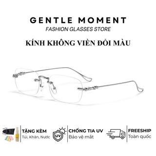 Kính không viền gọng kim loại đổi màu GENTLE MOMENT chống ánh sáng xanh chống tia UV thời trang phong cách GMX137
