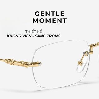 Mắt kính không viền đổi màu GENTLE MOMENT gọng kim loại  chống ánh sáng xanh chống tia UV kính cận thời trang GMX137