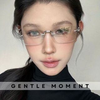 Kính không viền gọng kim loại đổi màu GENTLE MOMENT chống ánh sáng xanh chống tia UV thời trang phong cách GMX137