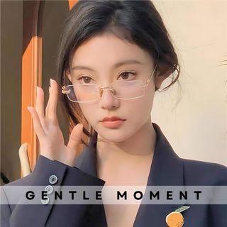 Mắt kính không viền đổi màu GENTLE MOMENT gọng kim loại  chống ánh sáng xanh chống tia UV kính cận thời trang GMX137